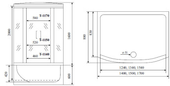 Timo Standart T-6670 Silver душевая кабина (170*88*220), шт 